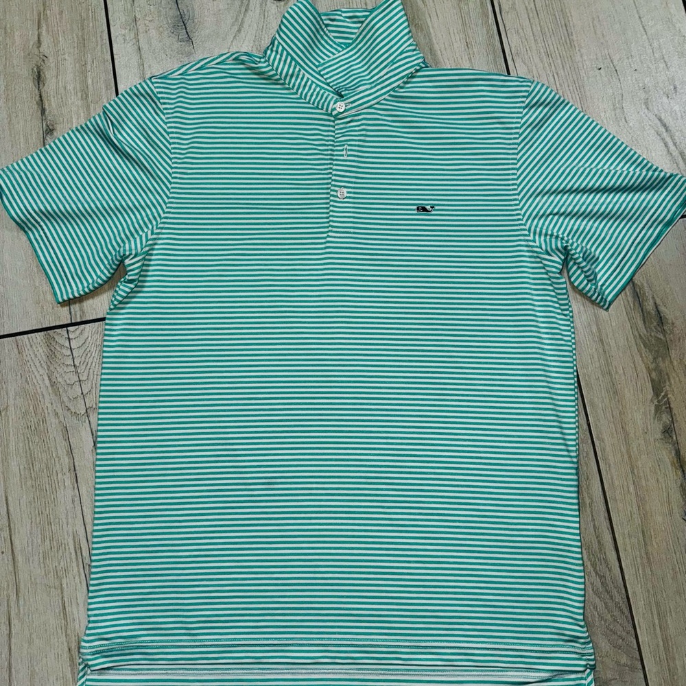 Vineyard Vines men’s medium Teal Striped Polo Shirt
